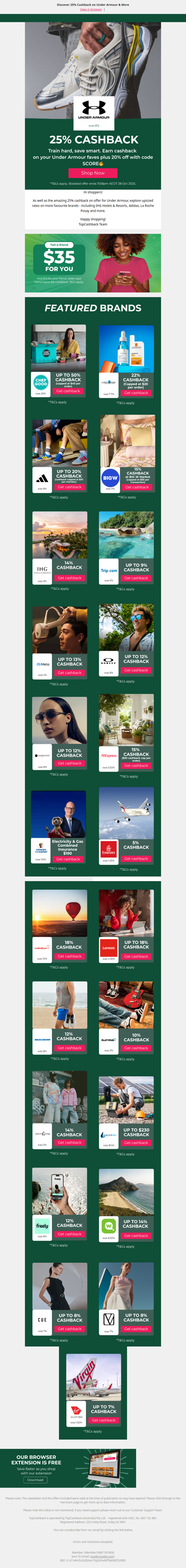 Cashback at Under Armour, La Roche Posay, BIG W Market & More 💸