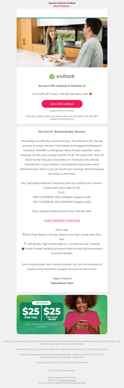 Up to 50% cashback at Youfoodz 💸