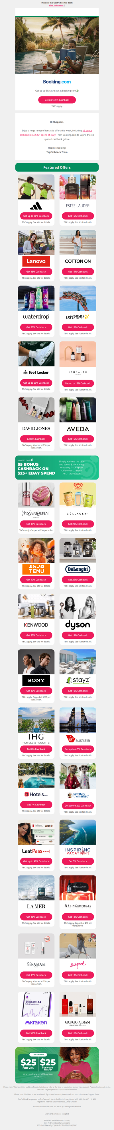 Cashback at Booking.com, David Jones & More 💸