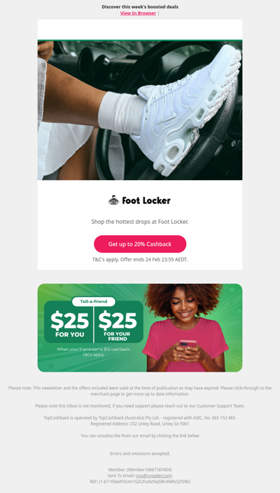 Up to 20% cashback at Foot Locker 💸