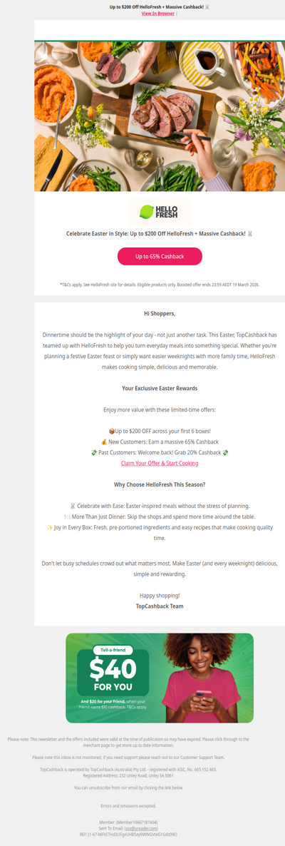 Up to $200 Off HelloFresh + Massive Cashback! 🐰