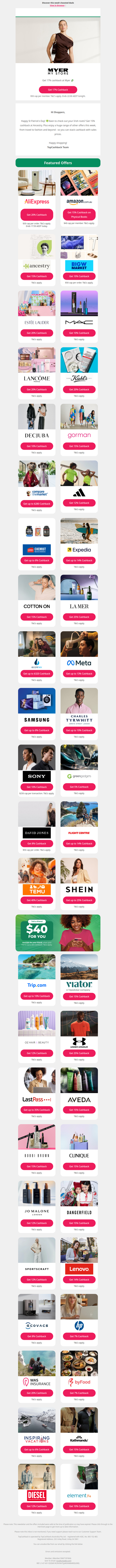 Boosted cashback at Amazon, Myer & More 👀