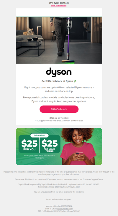 20% Cashback at Dyson 👀