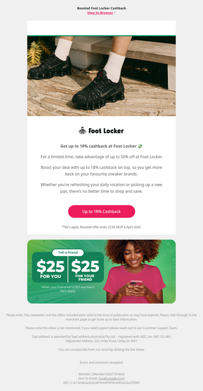 Foot Locker: Up to 50% Off + Cashback 💸