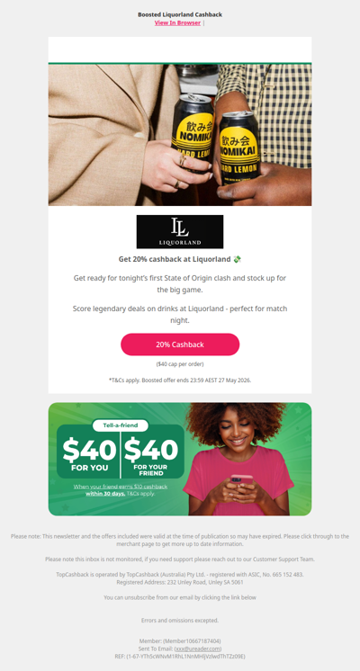 20% Cashback at Liquorland
