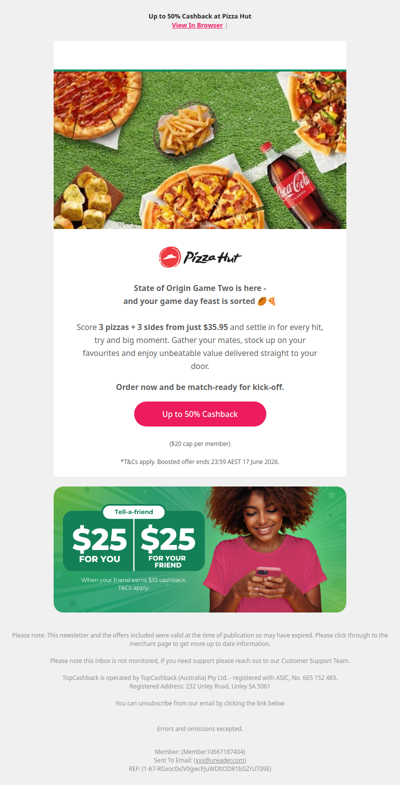 Up to 50% Cashback at Pizza Hut 🍕