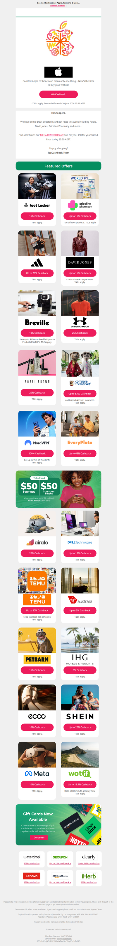 Apple, Priceline, Adidas & More Boosted Cashback