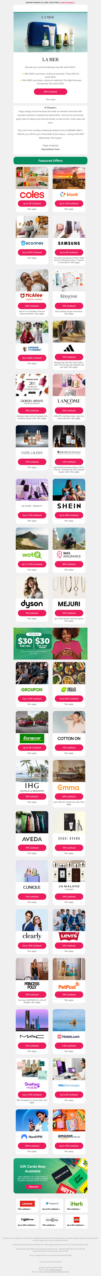 Boosted Cashback at Coles, Kerastase & More...