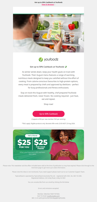Up to 50% Cashback at YouFoodz