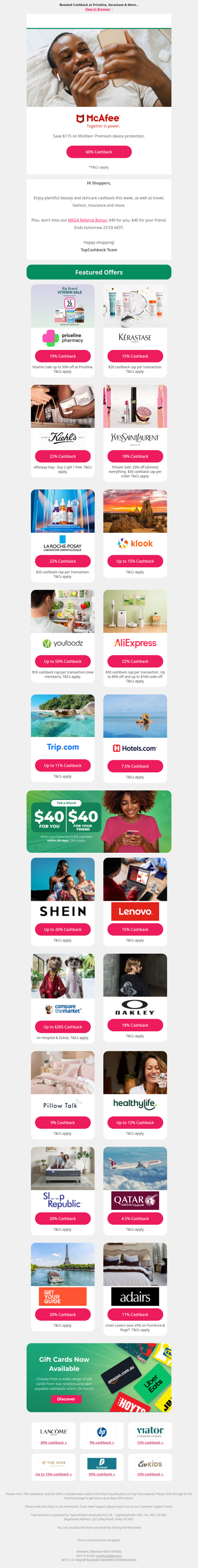 Priceline, Kerastase, Kiehl's & More Cashback