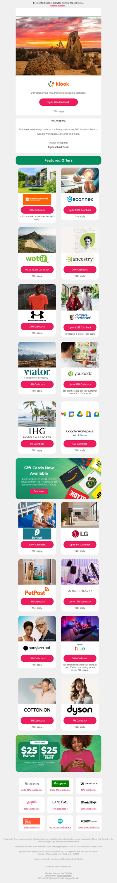 Mega Cashback at Klook, Everyday Market, Lancome & More...
