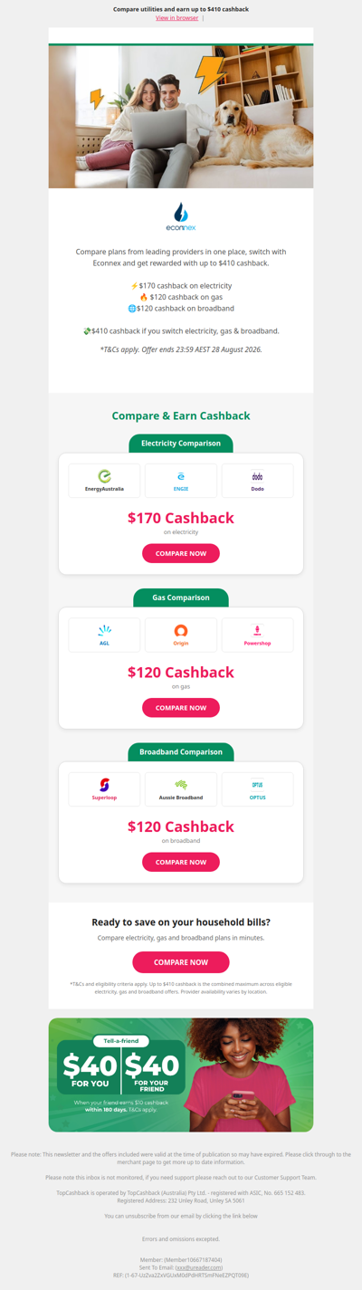 Up to $410 Cashback on Utilities