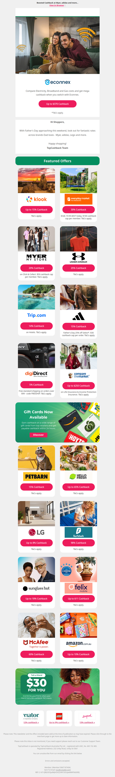 Mega Cashback at Myer, adidas & More...