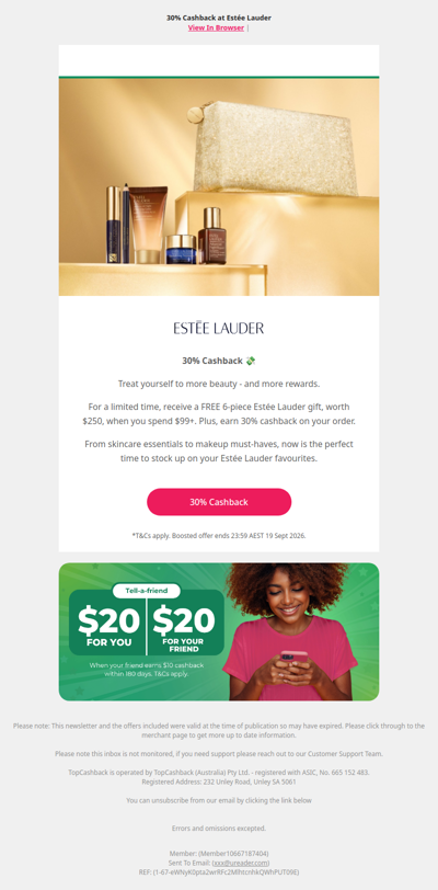 30% Cashback at Estee Lauder
