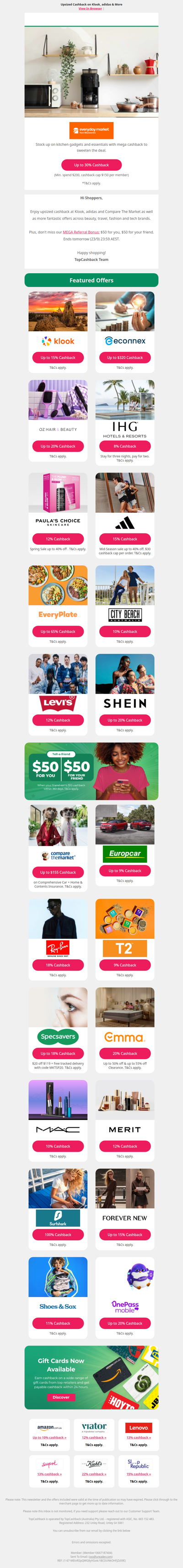 Up to 30% Cashback at Everyday Market & More...