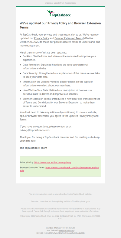 We’ve updated our Privacy Policy and Browser Extension Terms
