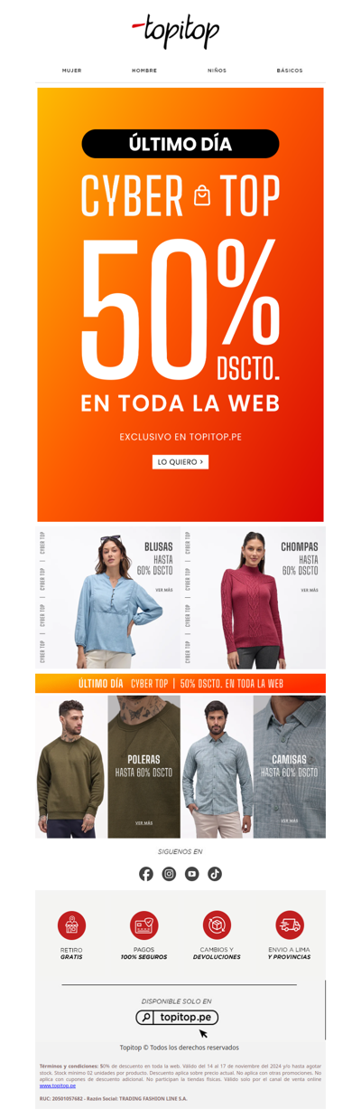 🚨¡Última oportunidad!⏰ 50% en todo CyberTop ¡No lo dejes ir!🛒💯