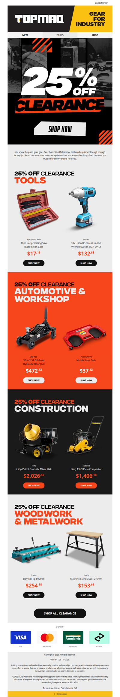 25% Off Clearance Gear for Tradies 🔧