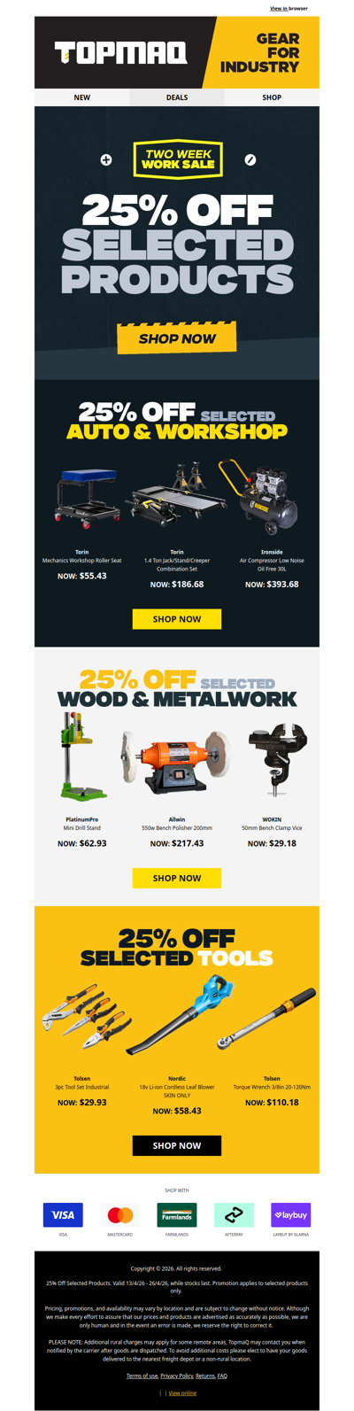 🛠️ Save 25% on selected tradie tools!