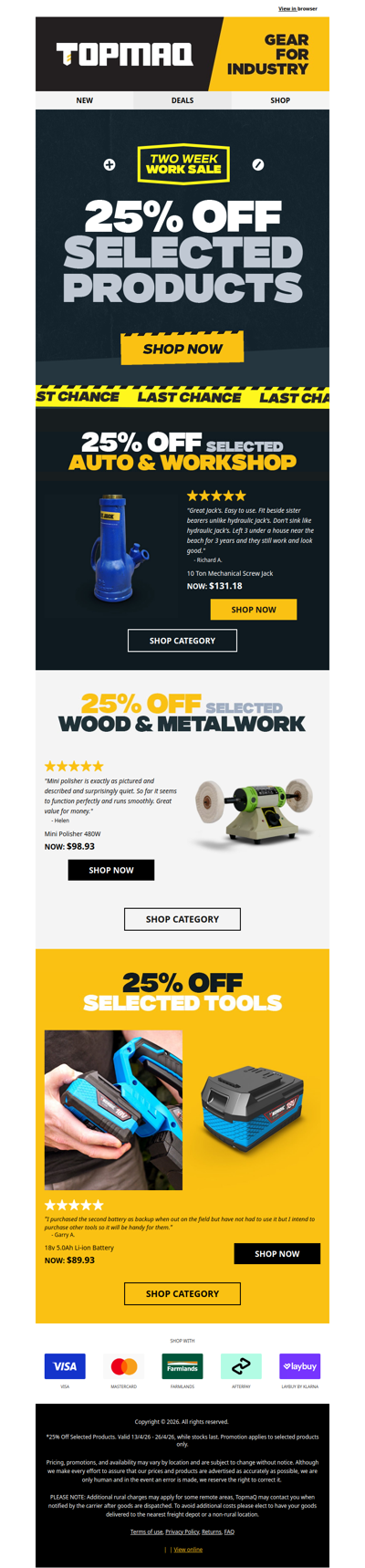 Last Chance for 25% Off Tradie Gear!