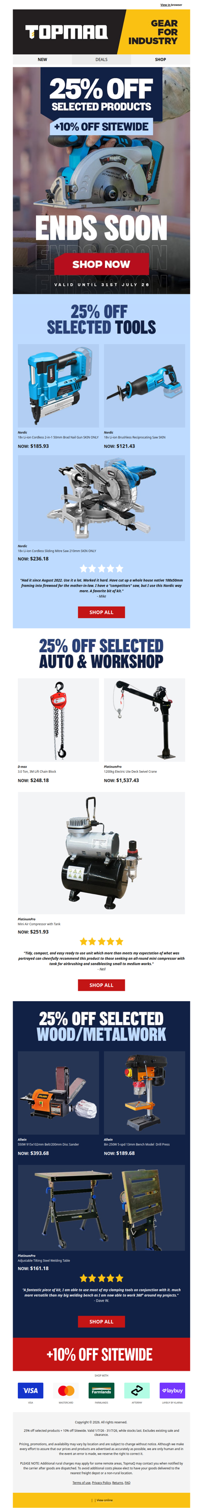 Don't Miss 25% Off Select Tools This July