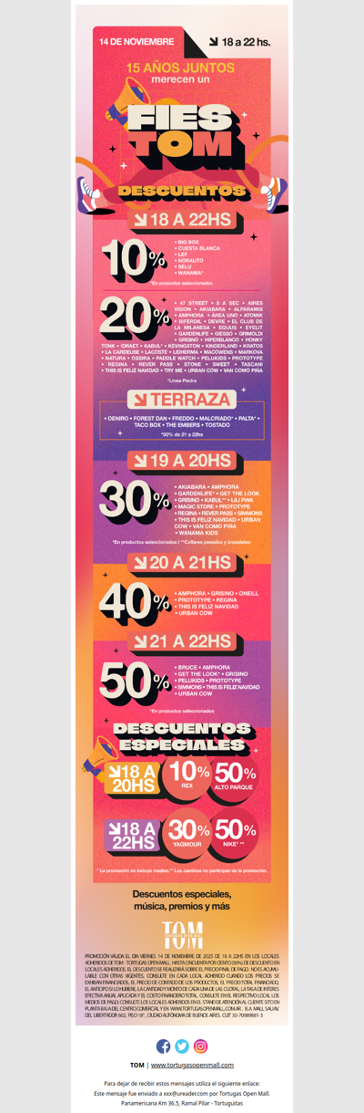 ¡FIESTOM 15 años juntos!