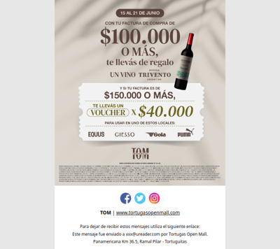 Del 15 al 21 de junio: tu compra en TOM tiene premio 🎁