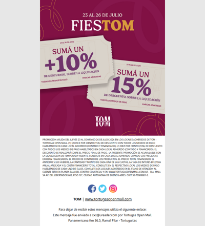Liquidación + descuento extra = FiesTOM 🎉