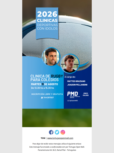 🏉 Clínica de Rugby gratuita el 11 de agosto
