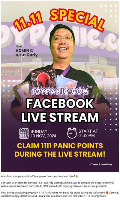 11.11 Sale Facebook Live Stream Announcement