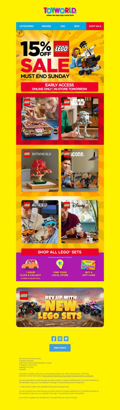 15% OFF LEGO®!* | EARLY ACCESS! 🚨🤩