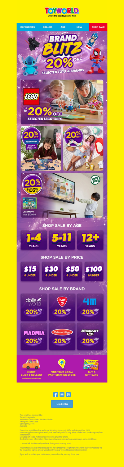 🌟 BRAND BLITZ | 20% Off Selected Toys | STARTS NOW 🌟