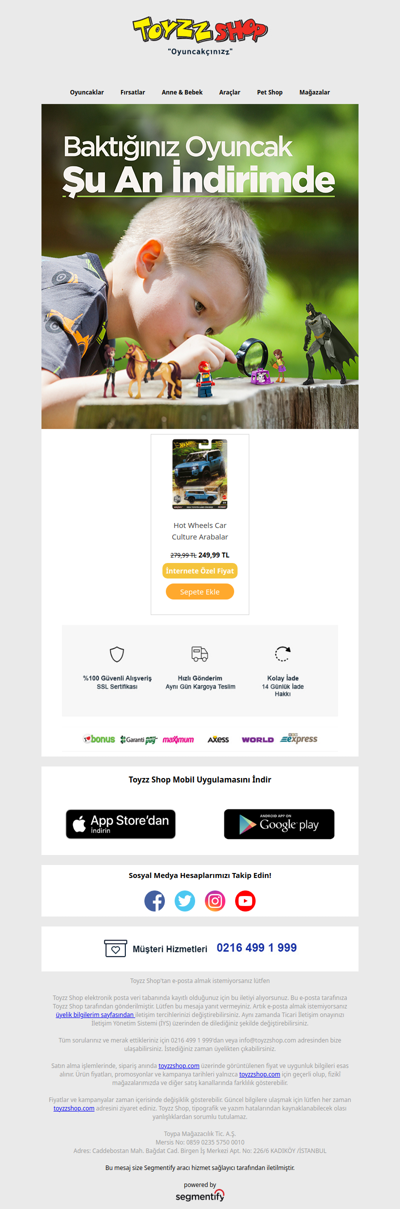 ☺️ Size güzel bir haberimiz var. Baktığınız oyuncak şu an indirimde!