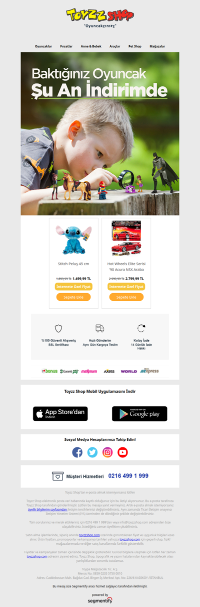 ☺️ Size güzel bir haberimiz var. Baktığınız oyuncak şu an indirimde!