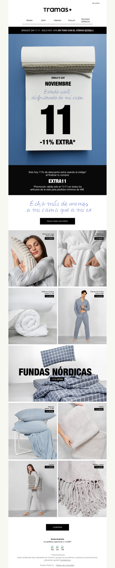 ¡Solo Hoy! -11% EXTRA en todos los pedidos