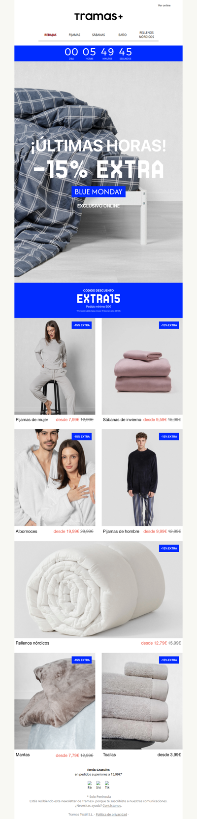 ¡Últimas horas! -15% EXTRA