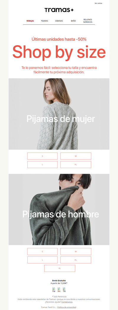 Elige tu talla, hasta -50% Off