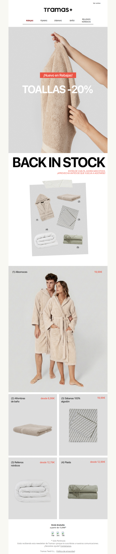 Toallas -20% | Últimos días de REBAJAS