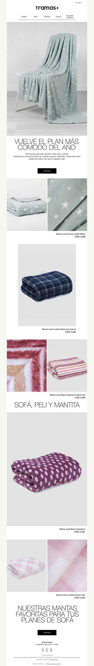 Hasta -20% en Mantas