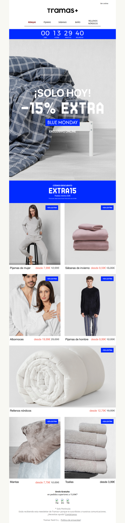 -15% EXTRA Solo HOY. Date prisa.