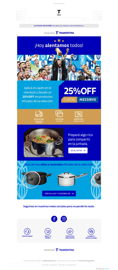 ¡Hoy alentamos todos! 🇦🇷 25% OFF con el cupón MESSIRVE