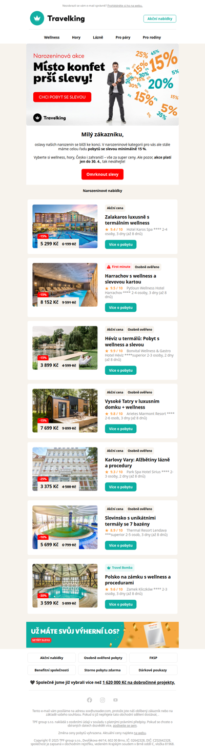 Slevy od 15 % na pobyty brzy končí ⌛