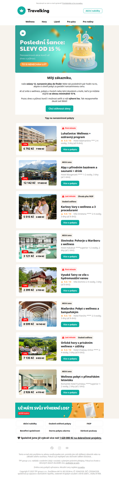 ⌛ Dnes naposledy: Slevy od 15 % na pobyty