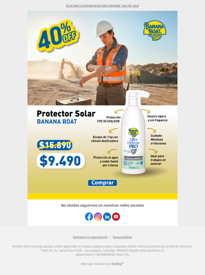, +40% de descuento en Protector Solar Banana Boat 1 kg