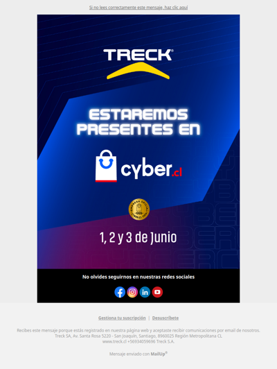TRECK llega a Cyber.cl  Descubre nuestras ofertas este 1, 2 y 3 de junio