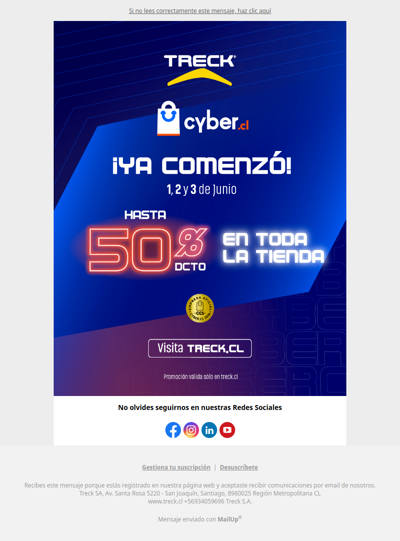 Ya comenzó: hasta 50% de descuento en Treck.cl