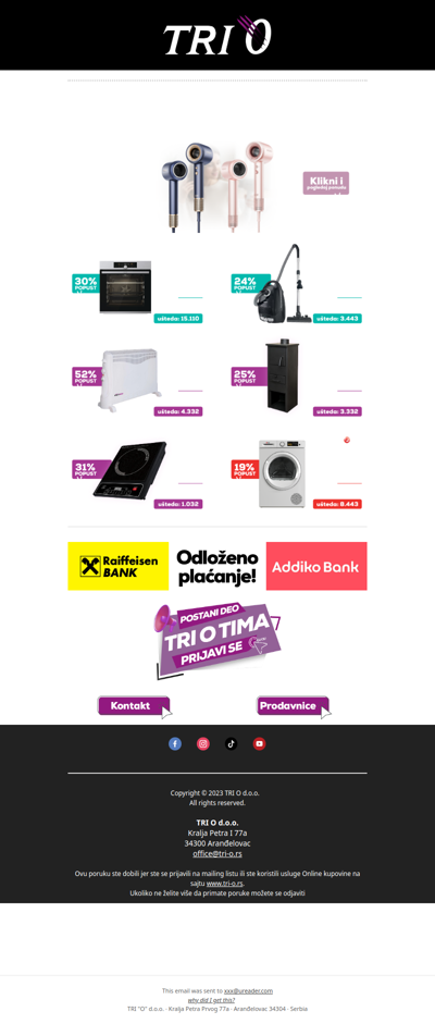 TRI O DONOSI NOVU AKCIJSKU PONUDU!