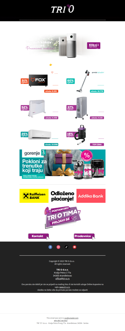 TRI O DONOSI NOVU AKCIJSKU PONUDU!