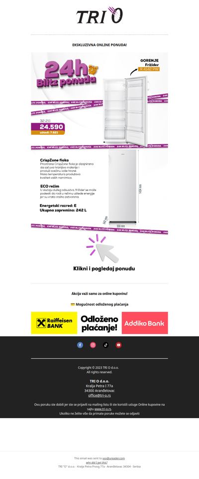 Gorenje frižider 24.590 dinara – samo danas ⚡