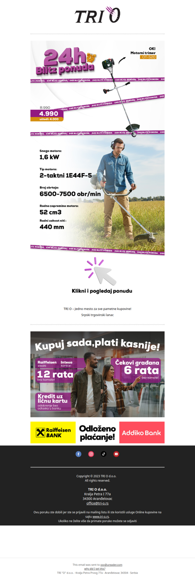 Motorni trimer 4.990 RSD – samo danas!